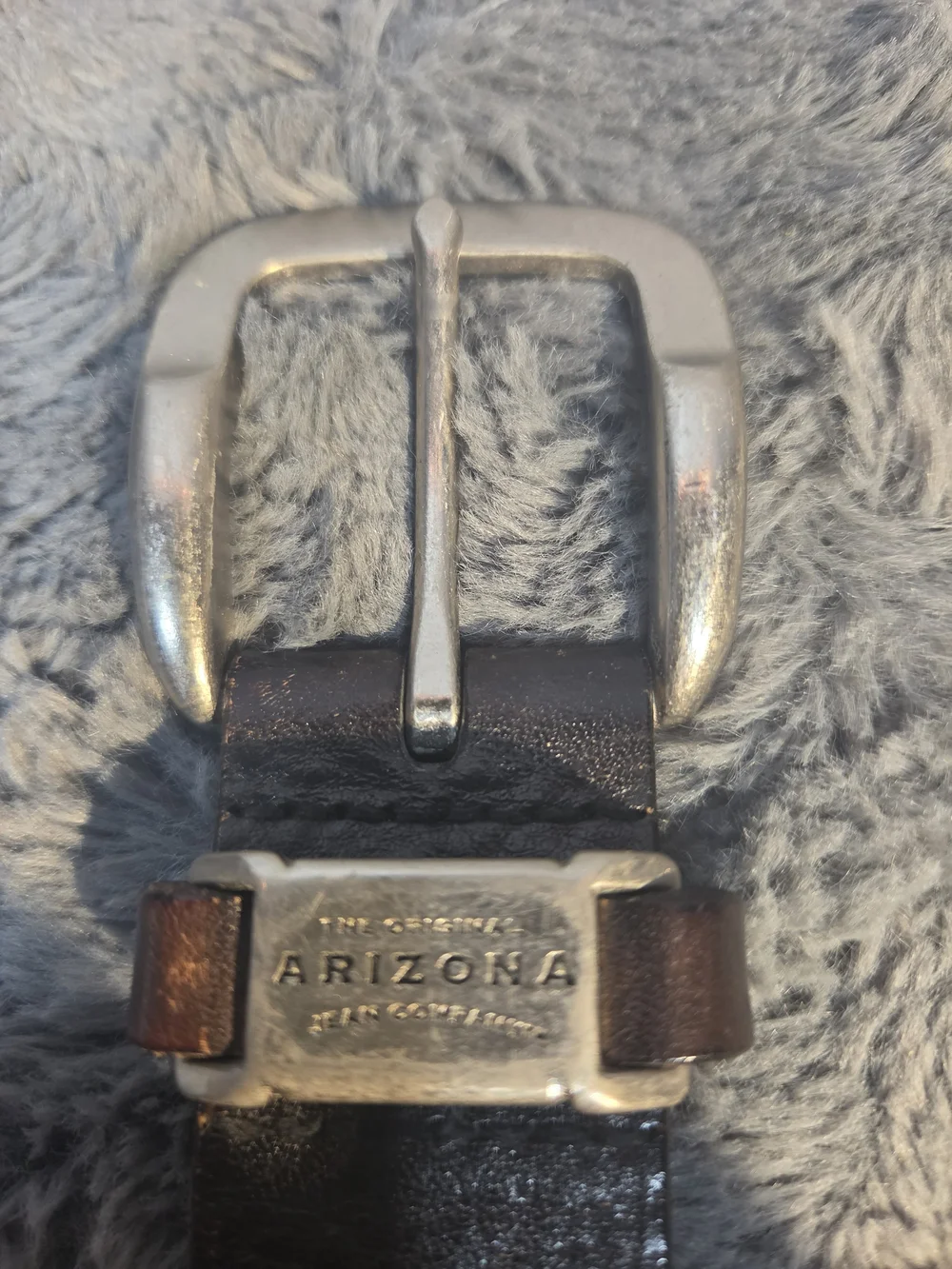 Brown Leather Men’s Belt with Brushed Silver Buckle